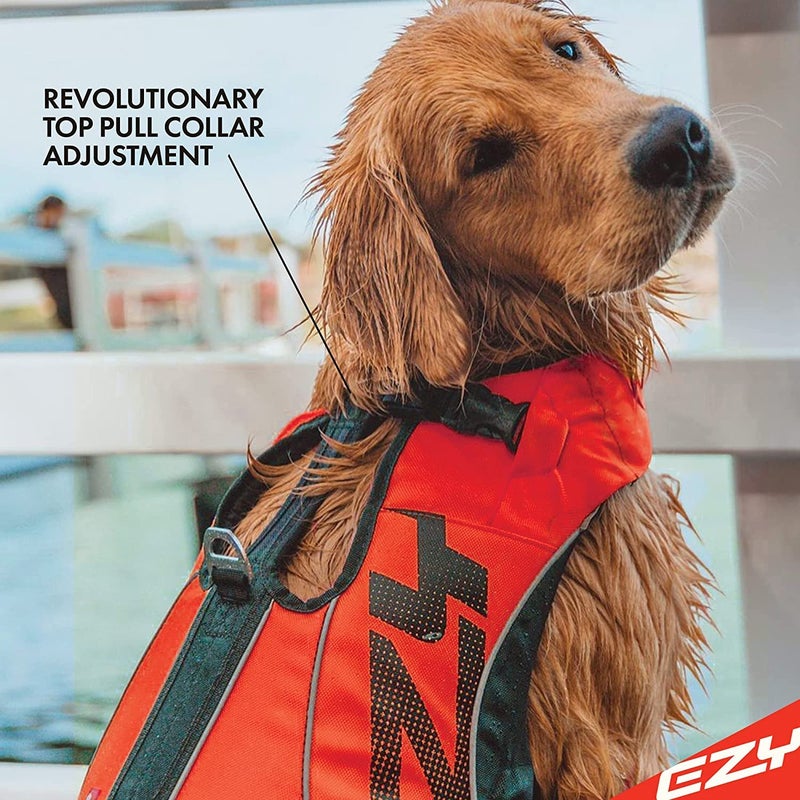 EzyDog DFD X2 Dog Life Jacket - Adjustable Swimming Safety Life Vest Preserver with Continuous Neck Flotation, Reflective Trim, & Grab Handle (XL, Red) - Image 4